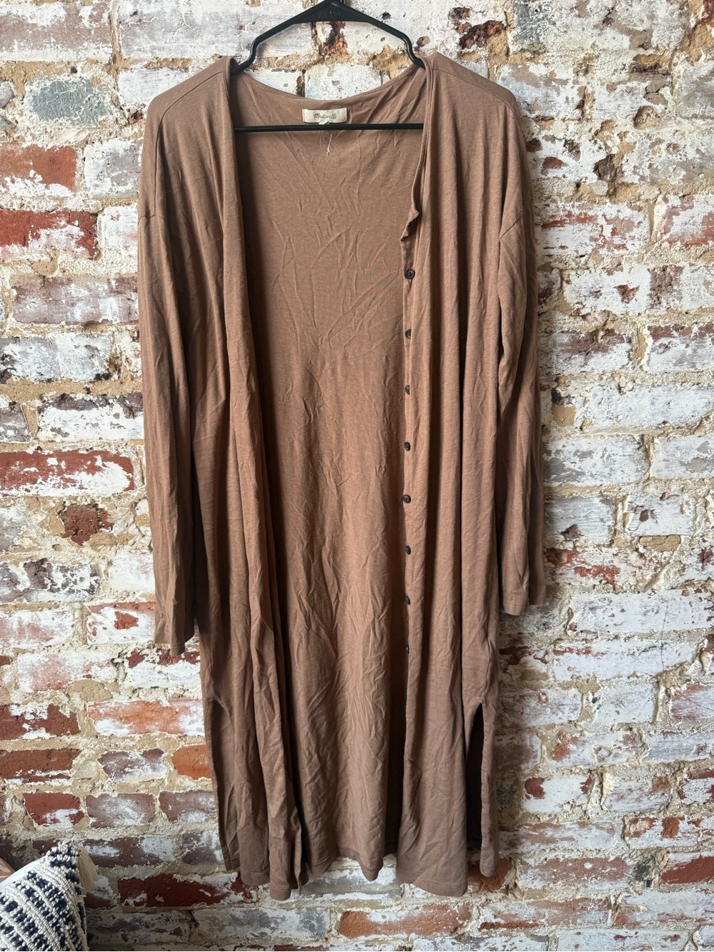 Women’s Long Button-Front Lightweight Duster in Taupe